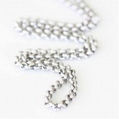 4mm Rolo Necklace - 18-20 inch adjustable - Silver Tone